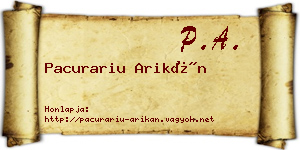 Pacurariu Arikán névjegykártya